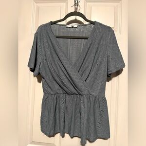 Grace Karin Sage Green V-Neck Blouse